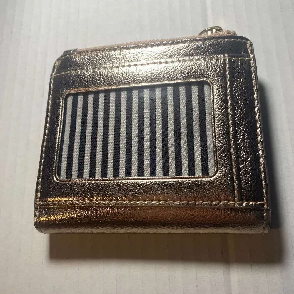 KATE SPADE New York Women’s Bifold Wallet Gold‎ Crinkled Metallic